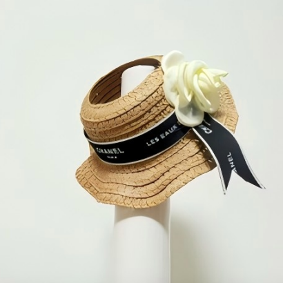 Black CC Brown Straw Hat