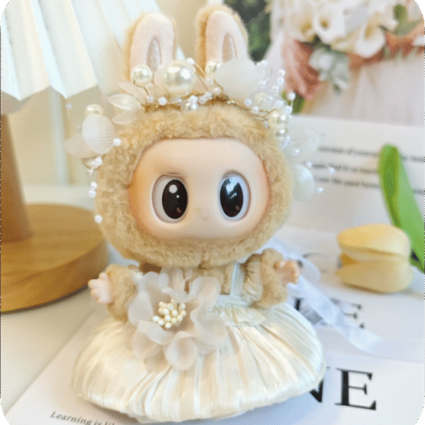 Pink Bud Skirt + White Pearl Hair Accessories