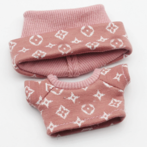 Printed Knitted Set 1V Pink (Hat + Top)