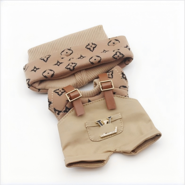 Printed Knit Suit 1V Brown + Overalls Khaki 1V (Hat + Top)