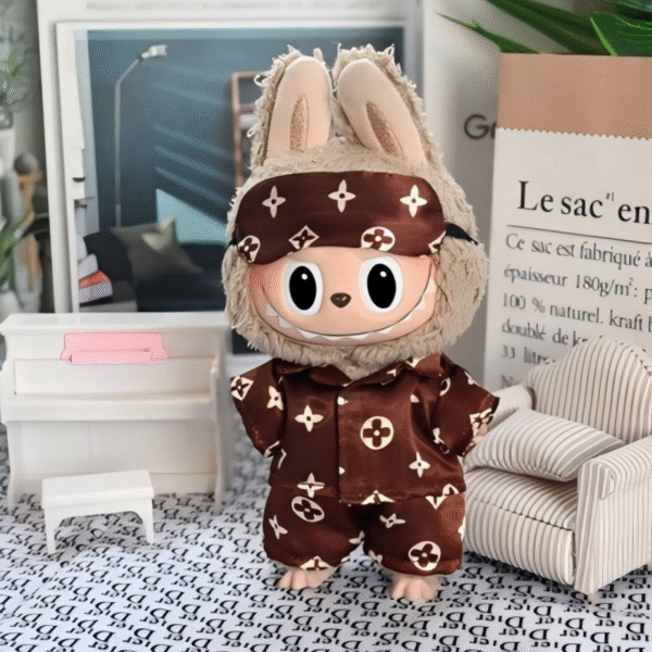 Three-Piece Pajamas Set Coffee Color
