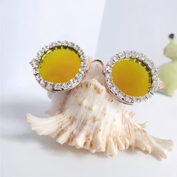 Diamond Gold Frame Glasses Red Mercury (8CM)